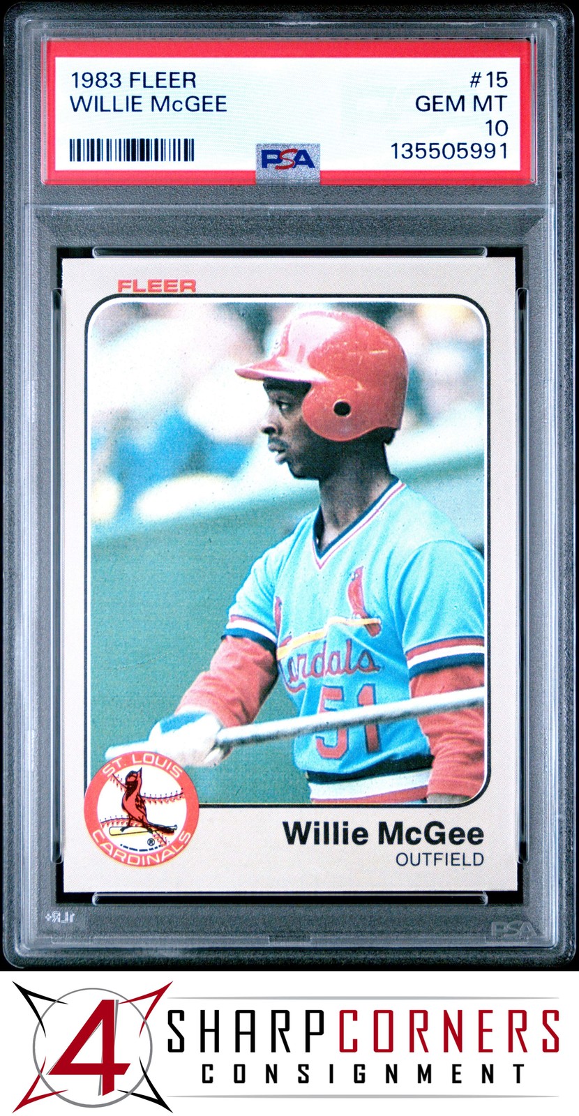 1983 FLEER #15 WILLIE McGEE RC CARDINALS PSA 10