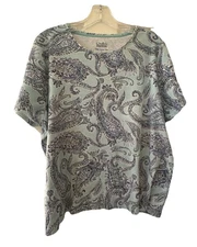 Women’s Croft & Barrow Classic Tee  SZ 1X Floral Short Sleeve 100% Cotton