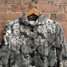 Giorgio Armani Collezioni Womens Jacket, Sz 6 Silk Floral Jacquard, Italy