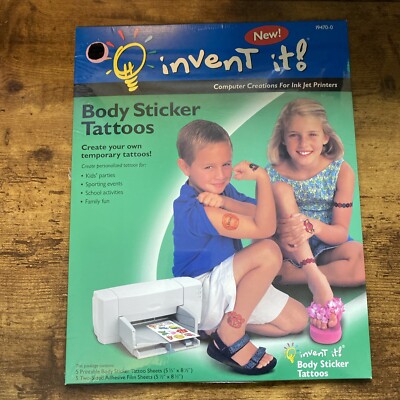 Invent it! Body Sticker Tattoos inkjet printer paper NEW SEALED