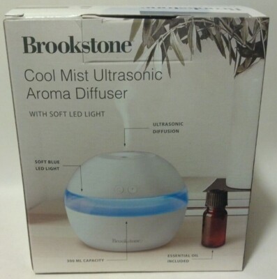 BROOKSTONE COOL MIST ULTRASONIC AROMA DIFFUSER WITH LED LIGHT