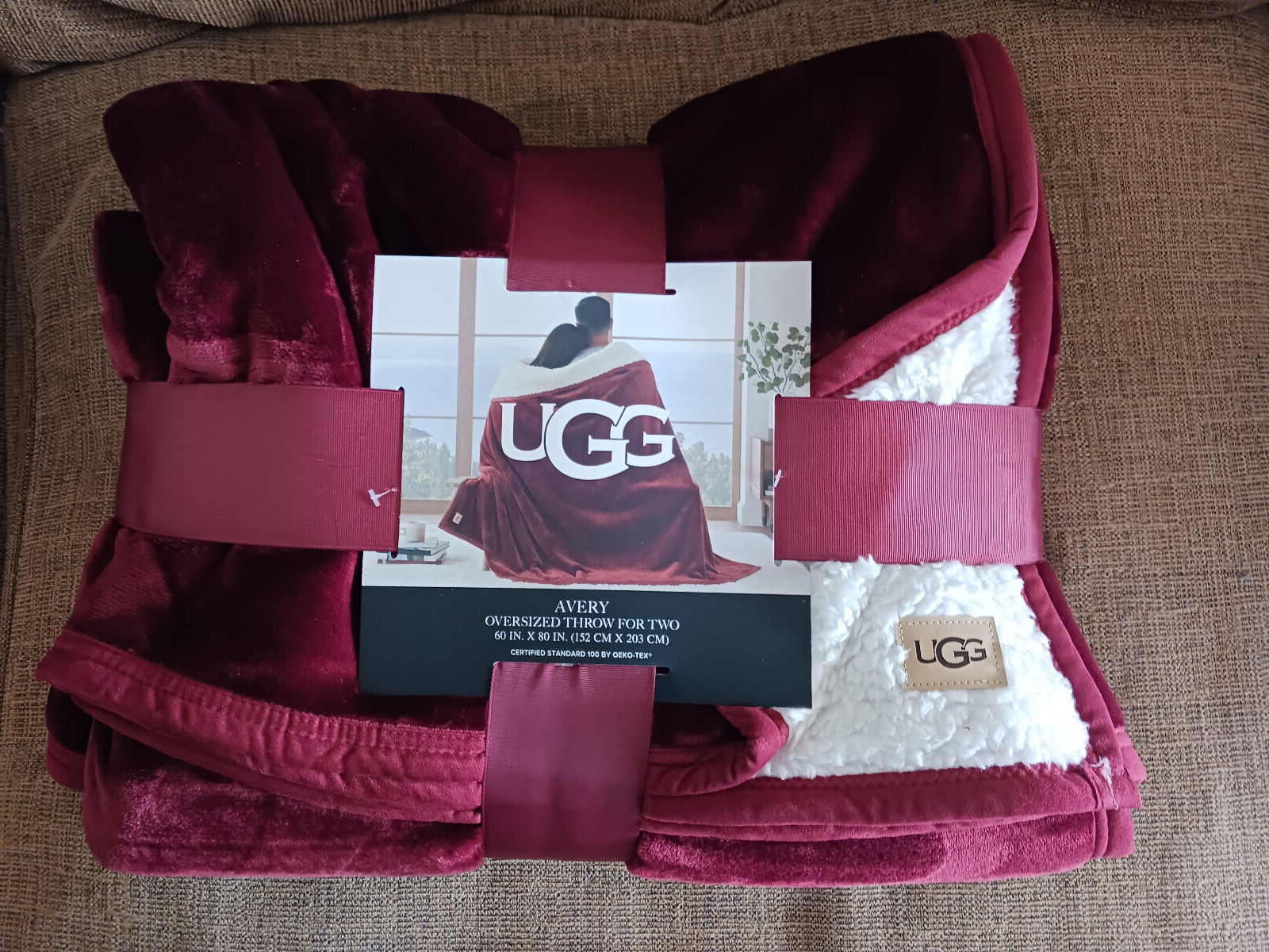 Ugg Avery Oversized Blanket/ Throw For Two 60”X80” Red Autumn