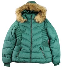 Ymi Womens Faux Fur Insulated Jacket S Quilted Puffer Coat Detach Hood Green New