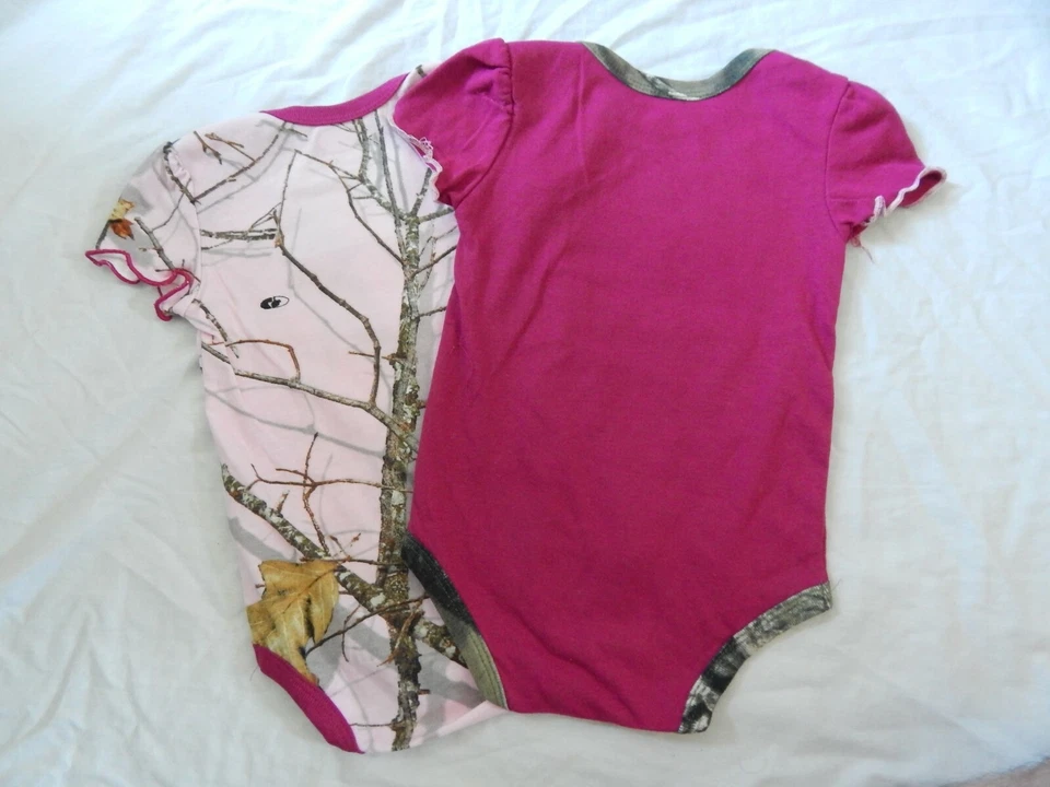 Baby Girls Mossy Oak Bodysuit 24 Months Pink Camo NEW Outfit Set 2pc - Image 3 of 4