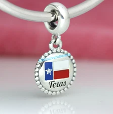 Authentic Pandora TEXAS Dangle USA STATE FLAG Charm + BOX