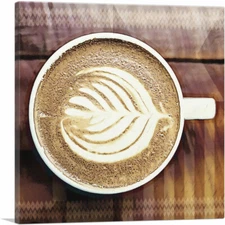 ARTCANVAS Espresso Coffee Pattern Modern Painting Home Square Canvas Art Print