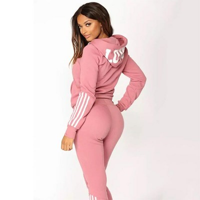 Conjunto De Chándal De Moda Para Mujer Sudadera Con Capucha Y Pantalones  Deporte | eBay