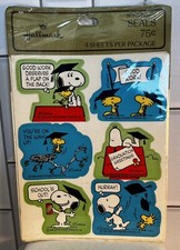 Vintage 1968 Hallmark Peanuts Snoopy Graduation Seals Sticker Pack New Sealed