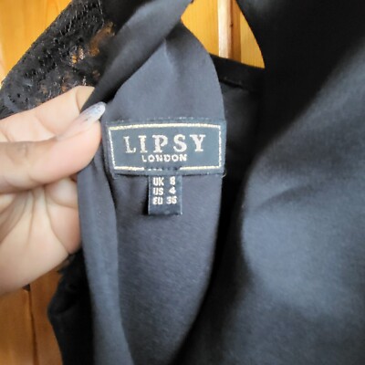 Lipsy Eyelash Wrap Lace Frill Midi Dress UK Size 8 Colour Black | eBay UK
