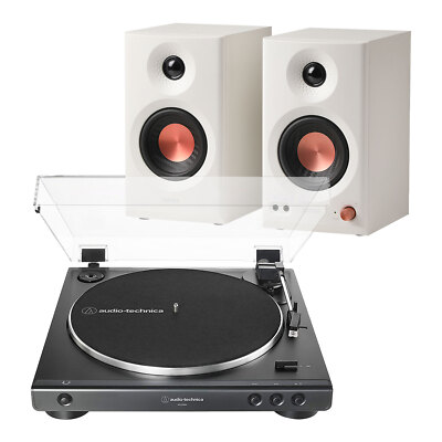 Audio-Technica AT-LP60X Plattenspieler + Edifier MR3 Bluetooth Lautsprecher HiFi - Weiß