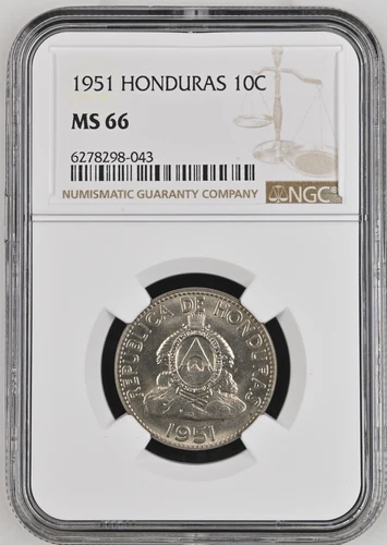 Honduras 10 Centavos 1951 NGC MS 66