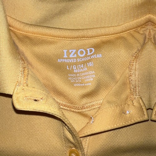 Izod Girl's Approved Schoolwear Shirt Size L 14/16 Yellow Polo Short Sleeve - Picture 2 of 5