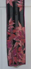 JONES NEW YORK SILK BLACK PURPLE PINK MAROON RECTANGULAR SCARF 10.5 X 52"