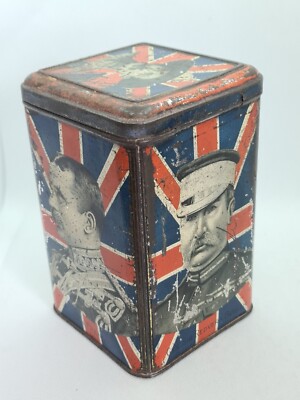 Antike 1900 Burenkrieg Teedose mit Militärgenerälen Original Barclay & Fry