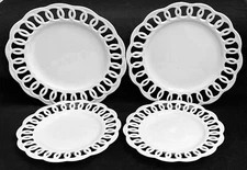 NEW Home Essentials BASIC PORCELANA White Reticulated 2 Dinner & 2 Salad Plates