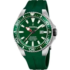 Festina F206642 Mens Green Rubber Straps Analog Dial Quartz Round Wristwatch