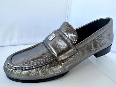 New Givenchy 4G Loafer Women's Shoes Size 9 Casual Leather Silver