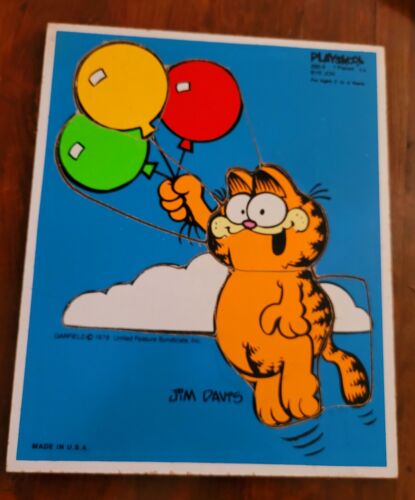 Vintage Playskool Wooden Puzzle Bye Jon Garfield 1978 Garfield Puzzle Vintage 70 - Picture 1 of 3