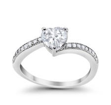 .925 Sterling Silver Heart CZ Promise Wedding Engagement Ring