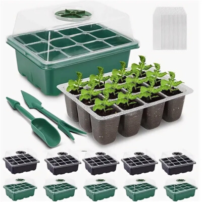 1-10 Pack Seed Starter Tray Seedling Tray Humidity Adjustable Plant Starter Kit