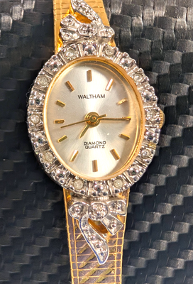 Waltham Ladies Watch Diamond Quartz Gold-Tone Bow & Ribbon | eBay
