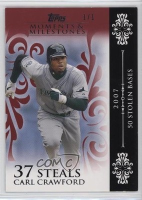 2008 Topps Moments & Milestones Red 1/1 Carl Crawford (2007 50 Stolen Bases) 0n8