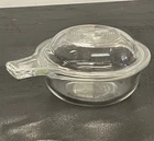 Vintage Pyrex 601-C / B Round Clear Glass Bowl W Grab It Handle & Lid NICE!