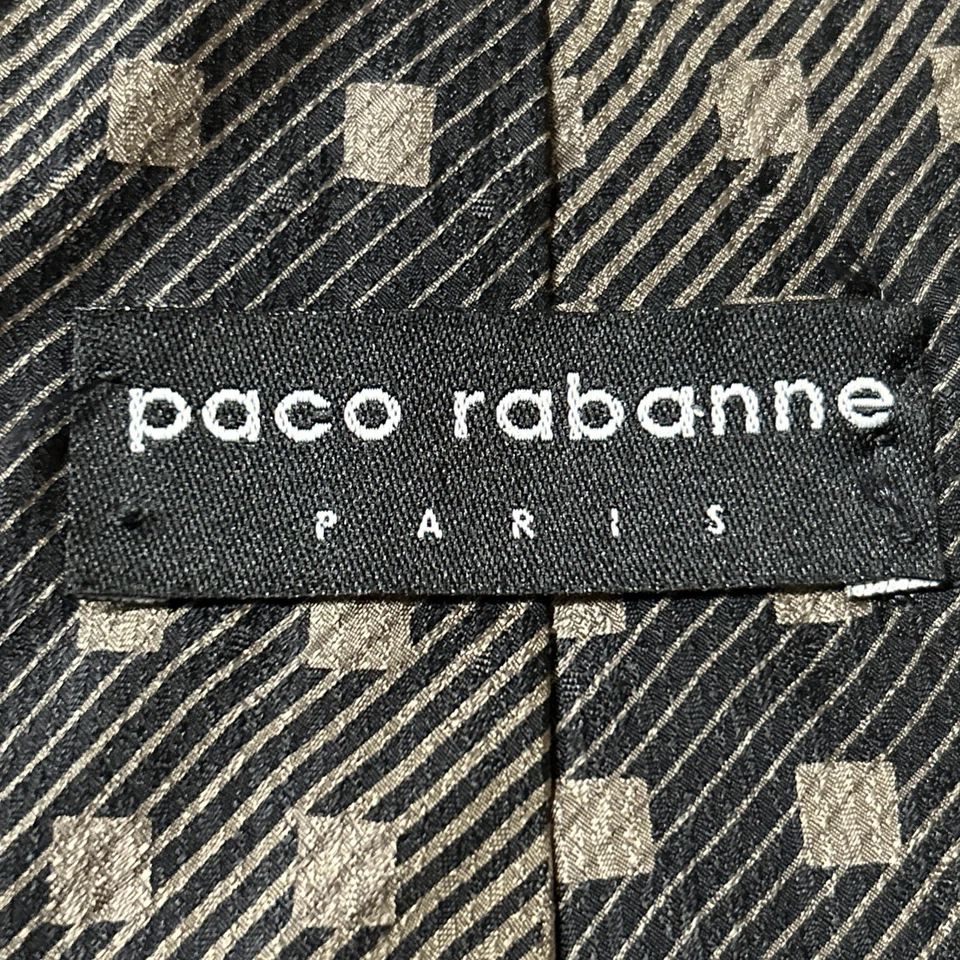 Corbata Paco Rabanne Paris 100% Seda Hecha en Italia Gris Elegante Moda Ejecutiva Foto 3 de 3