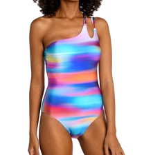 La Blanca Strappy Shoulder One Piece Swimsuit In Sunset Shores SZ 12 NWOT