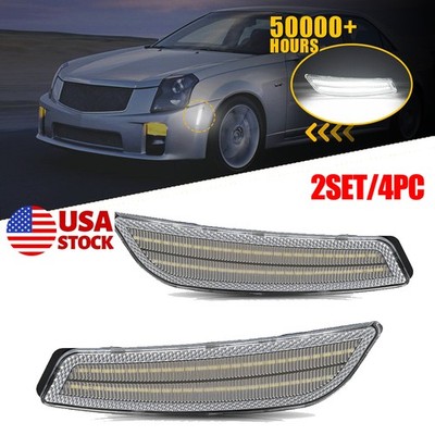 Clear Lens Front White LED Side Marker Light Turn Signal For Cadillac CTS CTS V