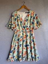 Lauren Ralph Lauren Dress 10 Womens Floral Crepe Ruffle Colorful Flounce