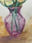 Original Painting 8x10" Flowers Bouquet Watercolor Glass Vase Tulips Floral — photo 3