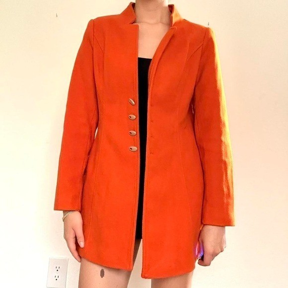 Bright Orange Structured Button Coat - image 2