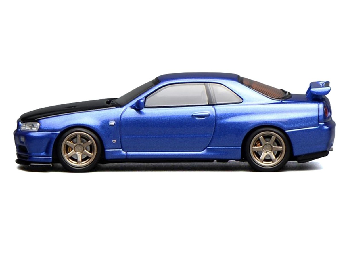 NISSAN SKYLINE GT-R R34 V-SPEC II RHD BAYSIDE BLUE 1/64 BY