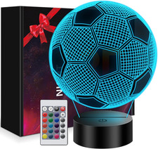 Regalo Bambino 5 6 7 8 9 10 11 12 Anni Maschio, 3D Calcio Lampade Con 16 Colori 
