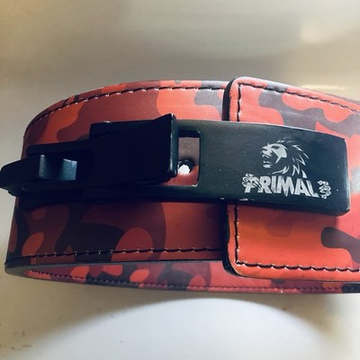 Primal Red Camo 13mm Thick Lever Small Weightlifting Powerlifting Belt 27-33''