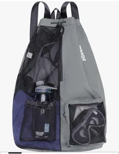 WANDF Swim Bag Mesh Drawstring Backpack Gym Workout Gear Size XL 24.4" NWOT