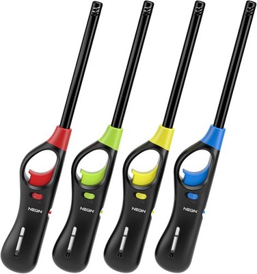 NEON Lighter, Refillable Butane Candle Lighter, 4 Pack Multi-Purpose Reusable Li