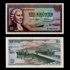 P-42 Banknote 10 Kronur ICELAND 1961 Uncirculated SEE PHOTOS Lot CX-128