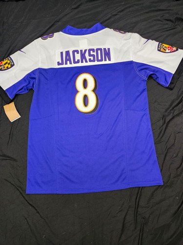 Nike Lamar Jackson #8 Baltimore Ravens Purple White NFL Football Jersey Men's Xl