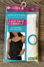 Vanity Fair Radiant Collection Lace Trim Cami Layering White Sleek Women 3XL