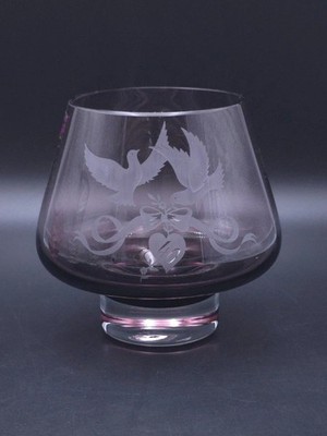 Caithness Kristallglas lila 40th Anniversary Vase mit Fuß - Neu mit Etikett