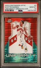 2023 CONTENDERS OPTIC UNIFORMITY GREEN PULSAR #9 SCOTTIE BARNES 17/25 PSA 10
