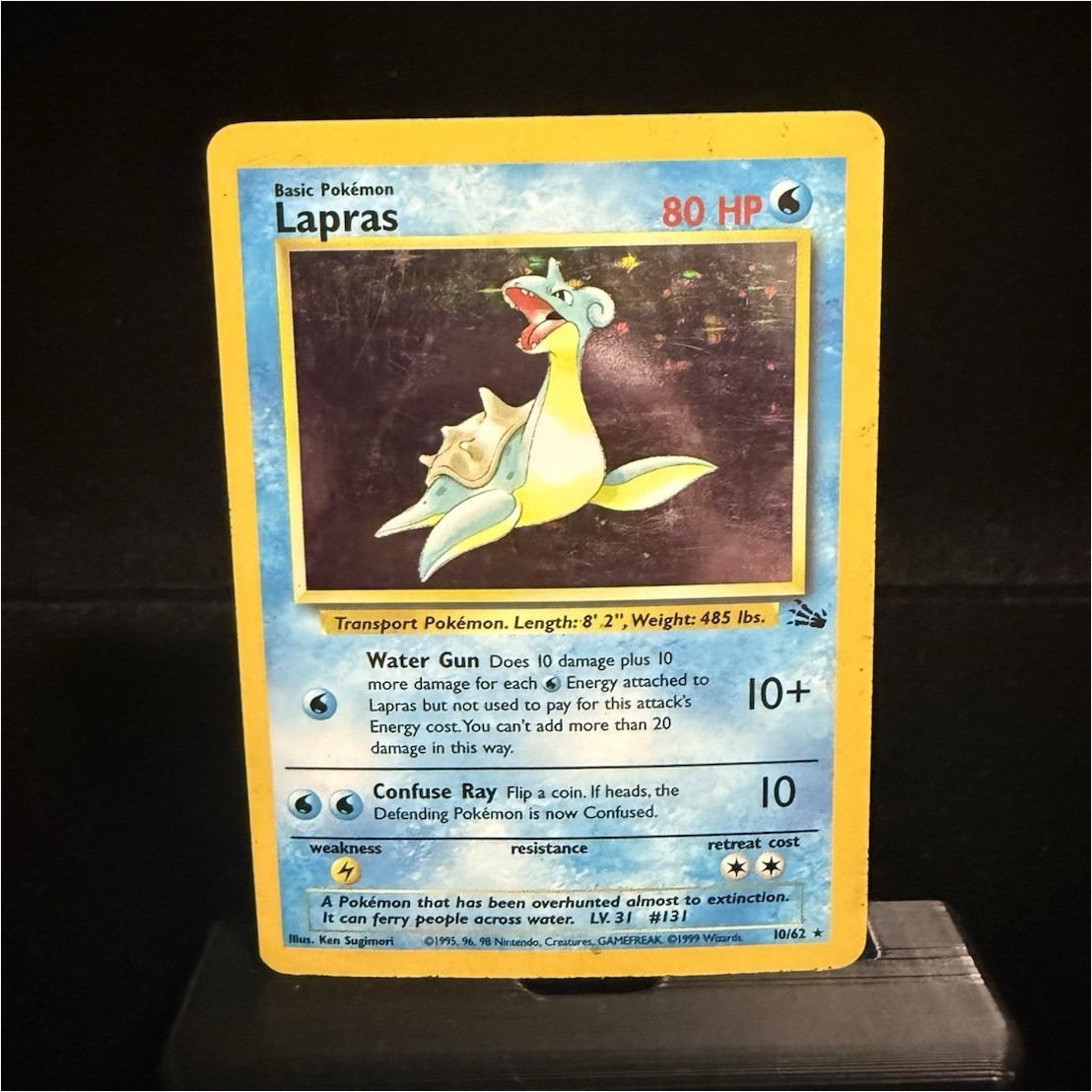 Wizards of the Coast Fossil Lapras 10/62 Holo Rare 80 HP Unlimited CREASES
