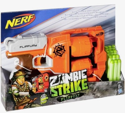 Nerf Zombie Strike FlipFury Blaster 2 Flipping 6-Dart Drums Ages 8+ Hasbro NEW