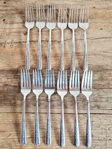 Towle Rambler Rose Sterling Silver 12-Piece Fork Set 446g Collectible 6.5"