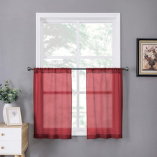 Sheer Tier Curtain Linen Textured Half Kitchen Curtains Sheer Light Filtering Ro