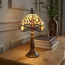Tiffany Design Table Lamp Traditional Stained Glass Living Room Light LED Bulb