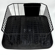 Rubbermaid Dish Drainer Black 14x12.5 w/ Utensil Holder and Tray Vintage