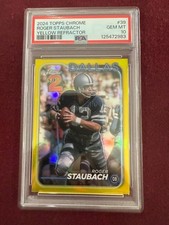 Roger Staubach 2023 Topps Chrome Yellow Refractor 68/75 PSA 10 Gem Mt